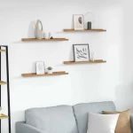 vidaXL Ράφι Τοίχου με ράφι 4 pcs Καφέ 60 x 9 x 3 cm Επεξεργασμένο ξύλο