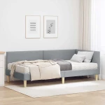 vidaXL Κρεβάτι γωνίας με στρώμα Άλλο 2 pcs Ανοιχτό γκρι ύφασμα