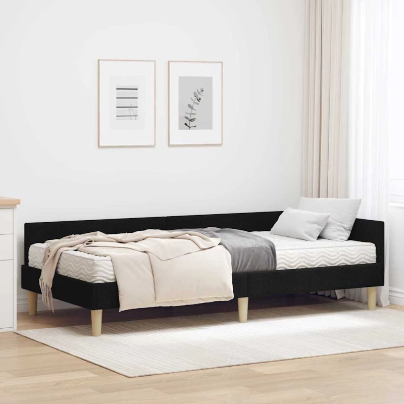 vidaXL Κρεβάτι γωνίας με στρώμα με στρώμα 2 pcs Πράσινο ύφασμα