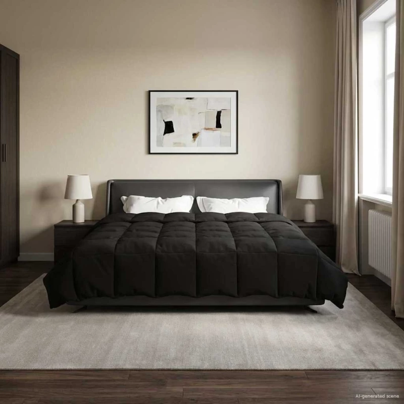 vidaXL Κουβέρτα ολόκληρου του χρόνου Μαύρο 220 x 260 cm Μικροΐνες