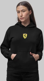 Hamilton x Ferrari W Φούτερ με Κουκούλα - BLACK