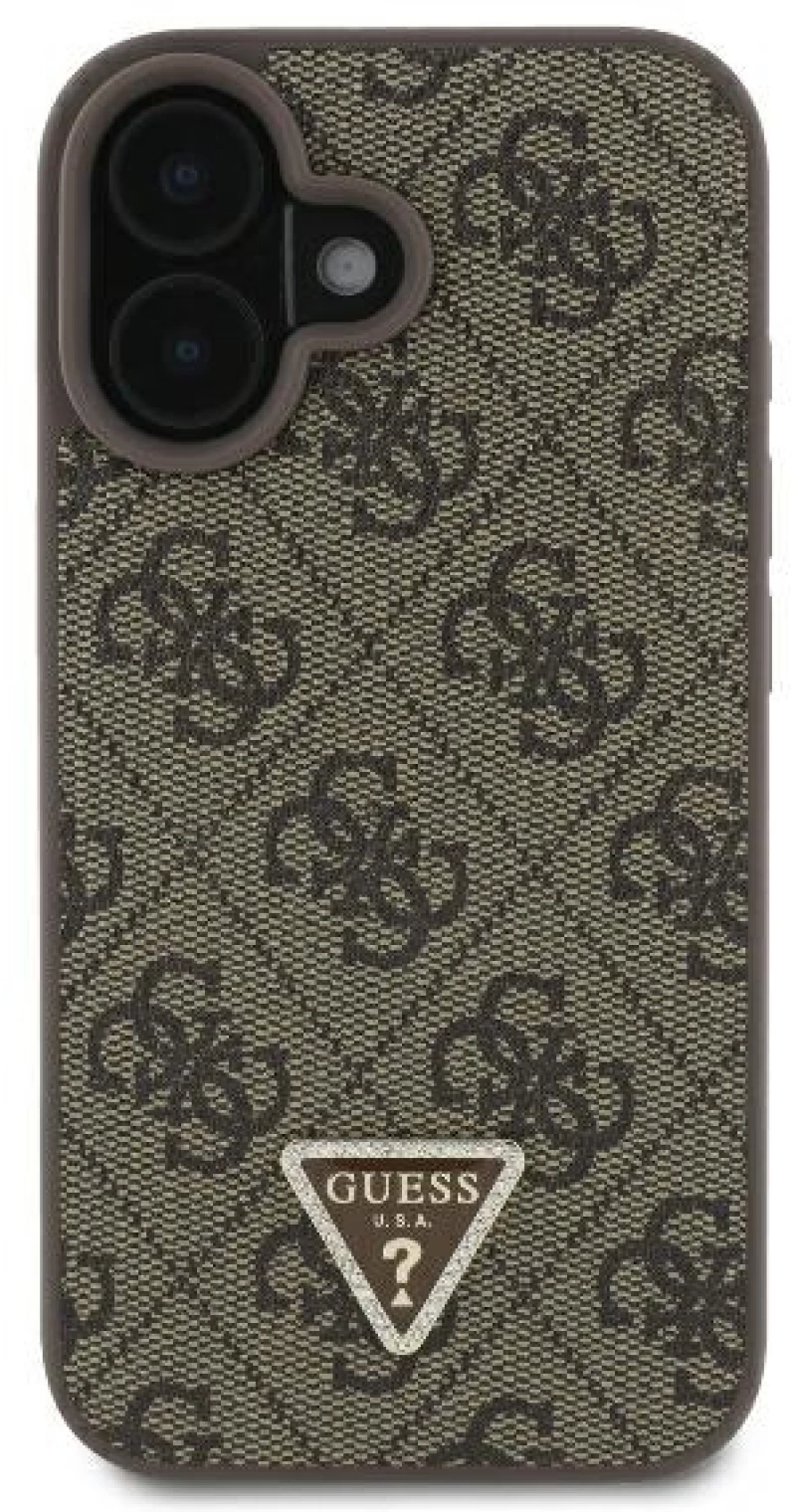 Guess Leather Metal Logo Strass Crossbody Case for iPhone 16 - Brown