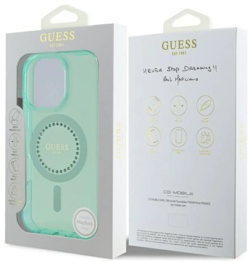 Guess IML Rhinestones MagSafe iPhone 16 Pro Case - Green