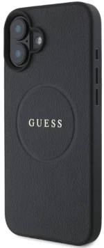 Guess Grained Gold Ring MagSafe case for iPhone 16 - black