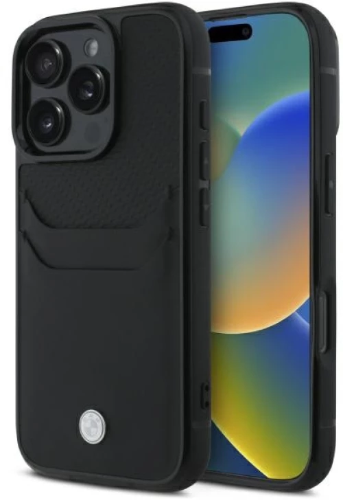 BMW Sign Leather Cardslot Case for iPhone 16 Pro Max - Black