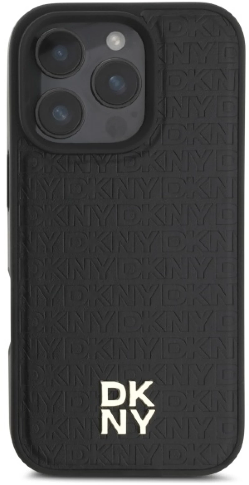 DKNY Repeat Pattern Stack Logo MagSafe iPhone 16 Pro Max Case - Black