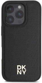 DKNY Repeat Pattern Stack Logo MagSafe iPhone 16 Pro Max Case - Black