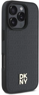 DKNY Repeat Pattern Stack Logo MagSafe iPhone 16 Pro Max Case - Black