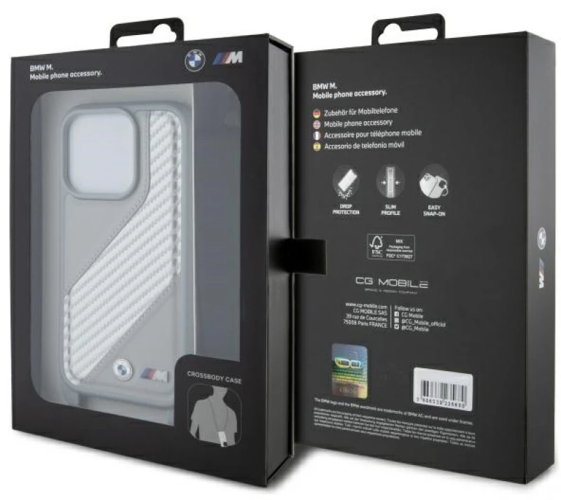 BMW M Edition Carbon Stripe & Strap iPhone 16 Pro Case - Gray