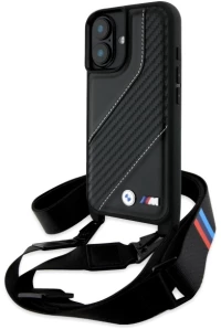 BMW M Edition Carbon Stripe & Strap iPhone 16 Case - Black