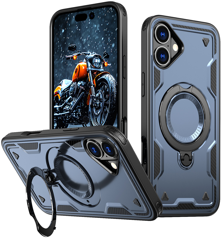 Hybrid Armor Trendy Case with MagSafe for iPhone 16 - Blue