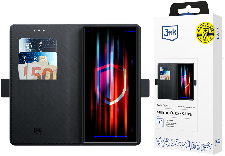3mk Wallet Case for Samsung Galaxy S23 Ultra - Black