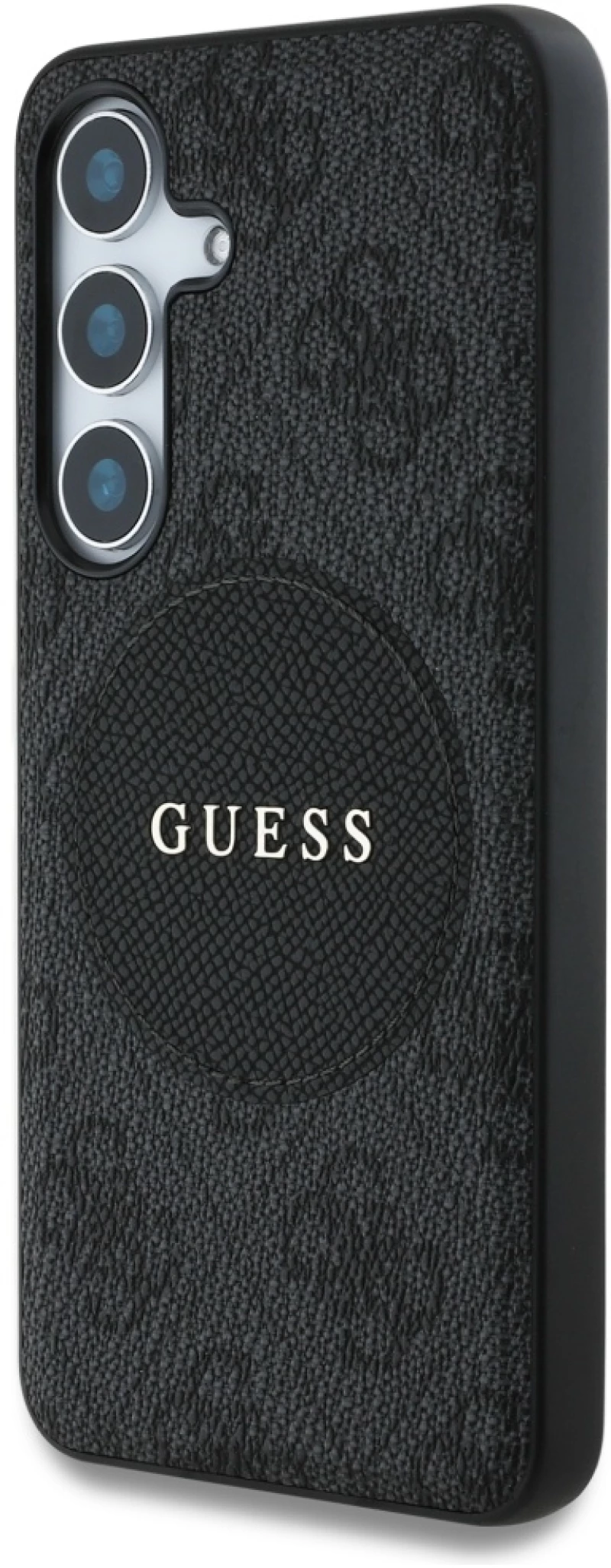 Guess 4G Round Patch Classic Logo MagSafe case for Samsung Galaxy S25 Plus black
