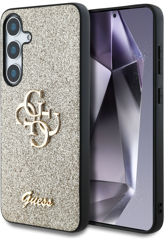 Guess Fixed Glitter Big 4G Metal Logo case for Samsung Galaxy S25 Plus gold