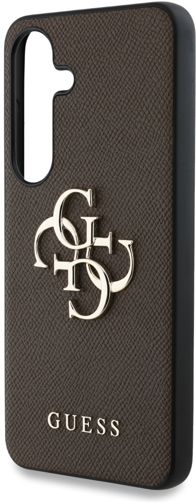 Guess Grained Big 4G Logo Small Classic Logo case for Samsung Galaxy S25 Plus brown