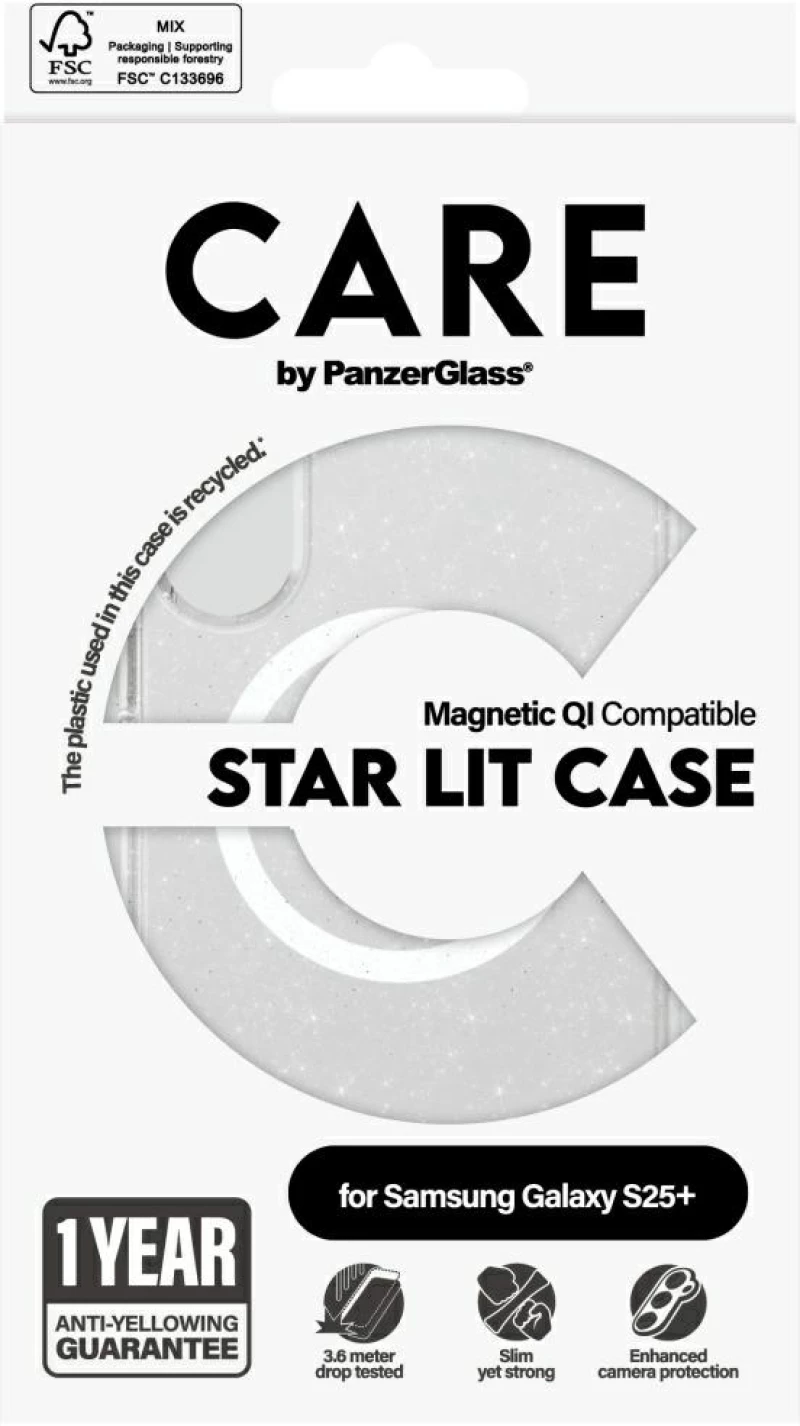 CARE by PanzerGlass Flagship Urban Combat StarLight White QI Case for Samsung Galaxy S25+ - Transparent