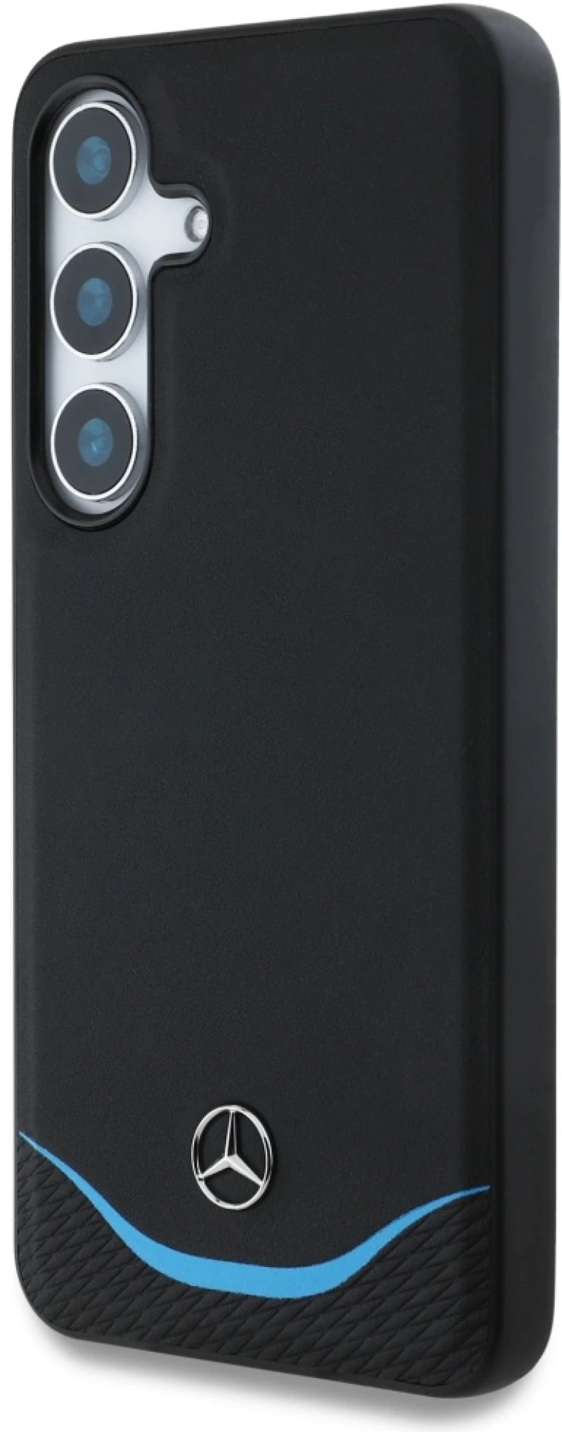 Mercedes Leather Contrasted Blue Horizontal Curve MagSafe Case for Samsung Galaxy S25 - Black