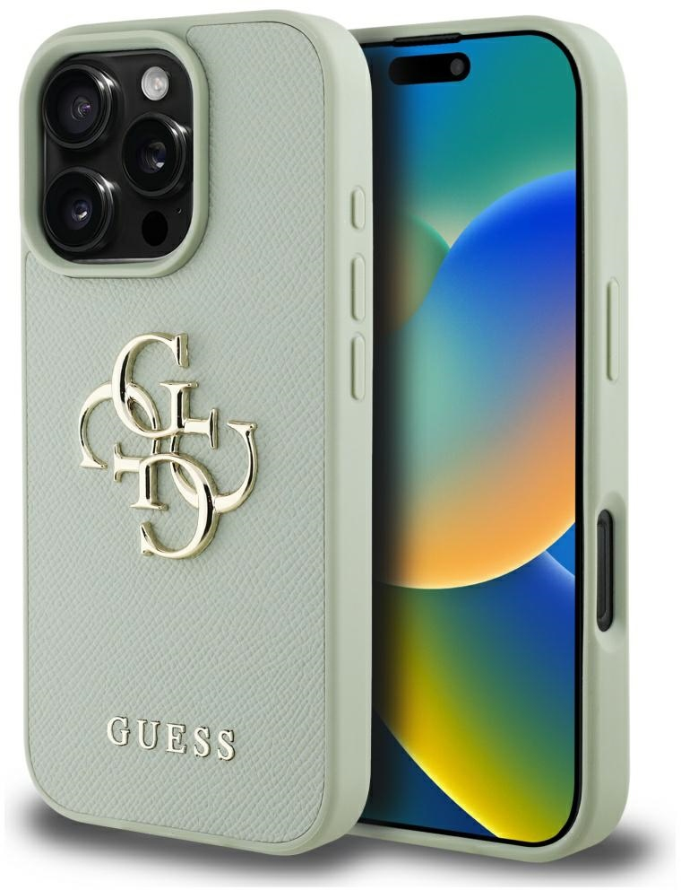 Guess Grained Big 4G Logo Small Classic Logo case for iPhone 16 Pro - green