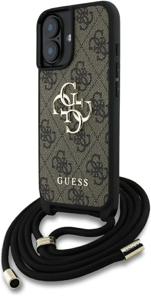 Guess 4G Big Logo Cord Stap Crossbody Case for iPhone 16 Brown