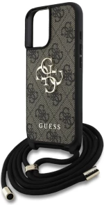 Guess 4G Big Logo Cord Stap Crossbody Case for iPhone 16 Brown
