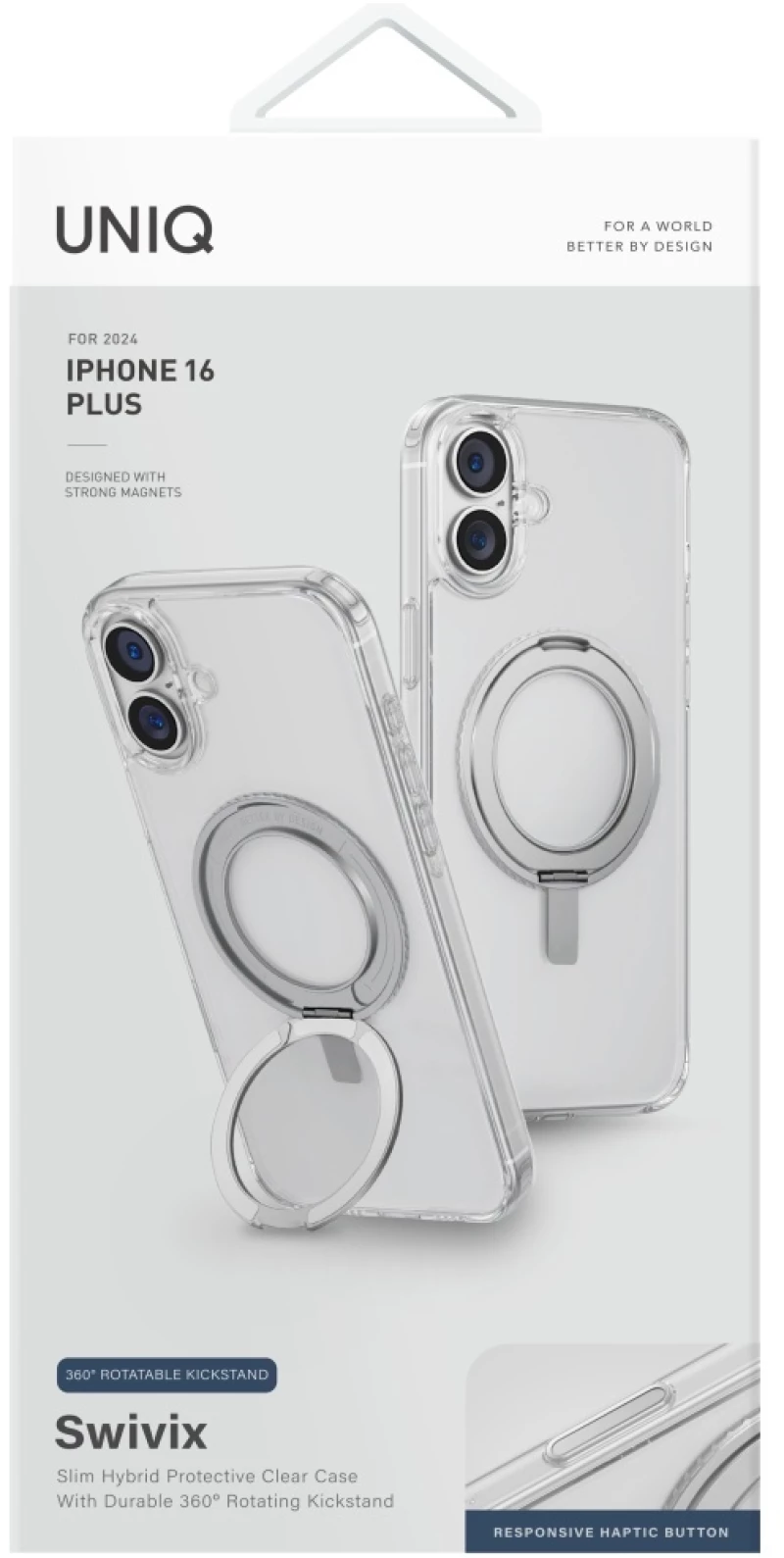 Uniq Swivix 360 Rotating Kickstand Case for iPhone 16 Plus - Transparent