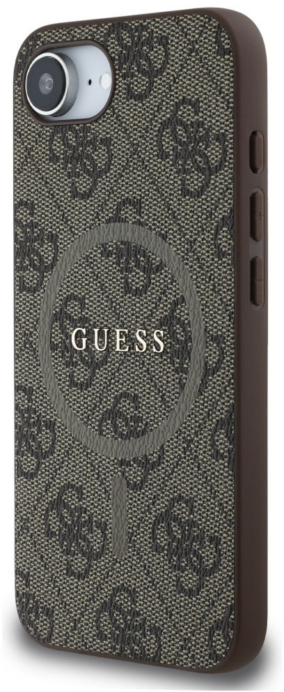 Guess 4G Ring Classic Logo MagSafe iPhone 16e Case - Brown