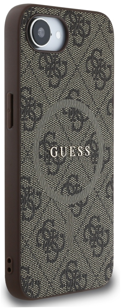 Guess 4G Ring Classic Logo MagSafe iPhone 16e Case - Brown