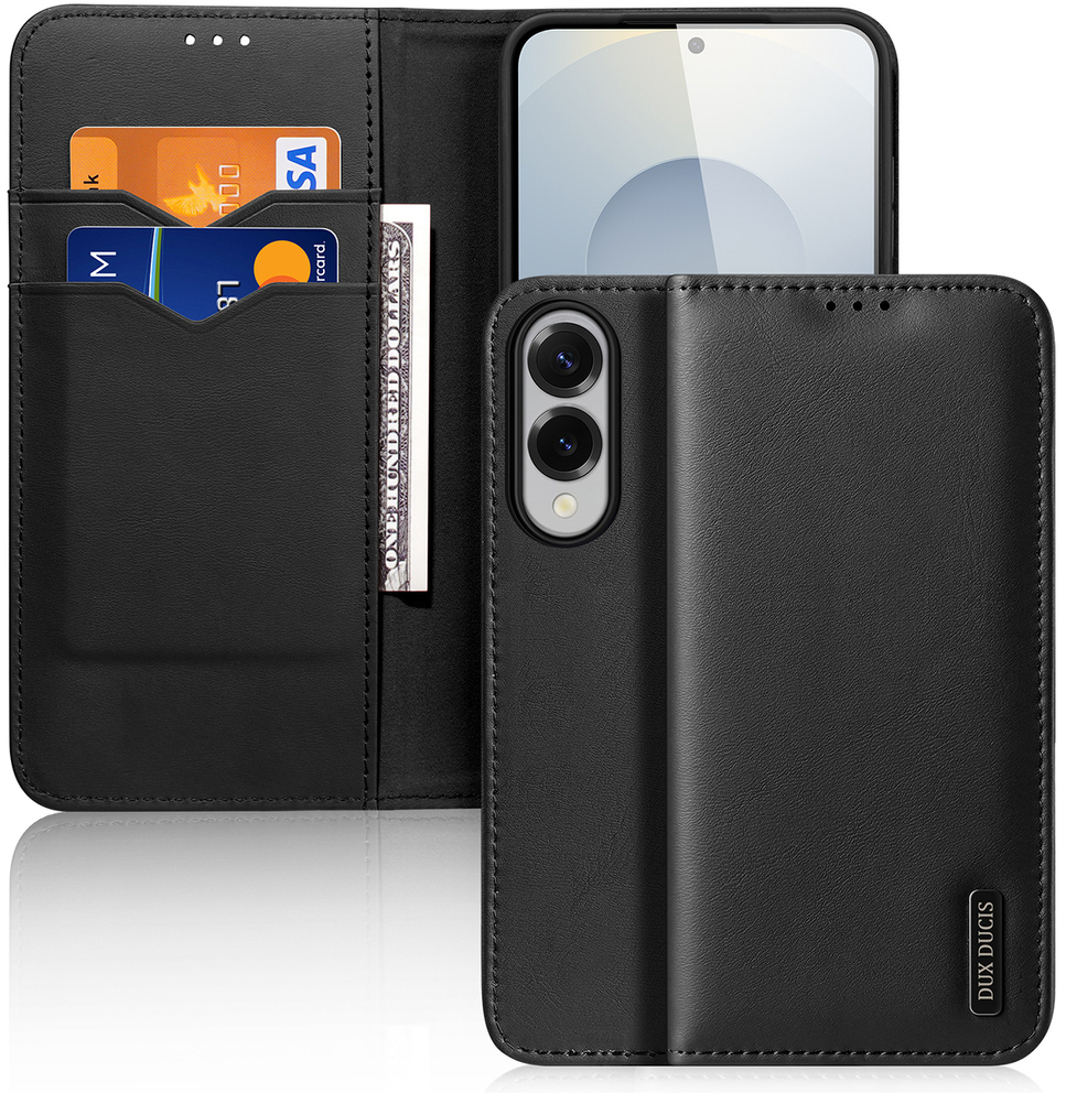Dux Ducis Hivo Samsung Galaxy S25 Edge Case with Flip and RFID Protection - Black