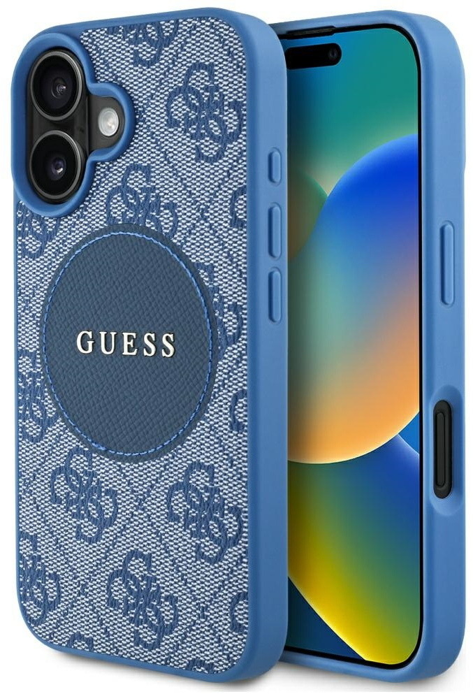 Guess 4G Circle Classic Logo MagSafe case for iPhone 16 - blue