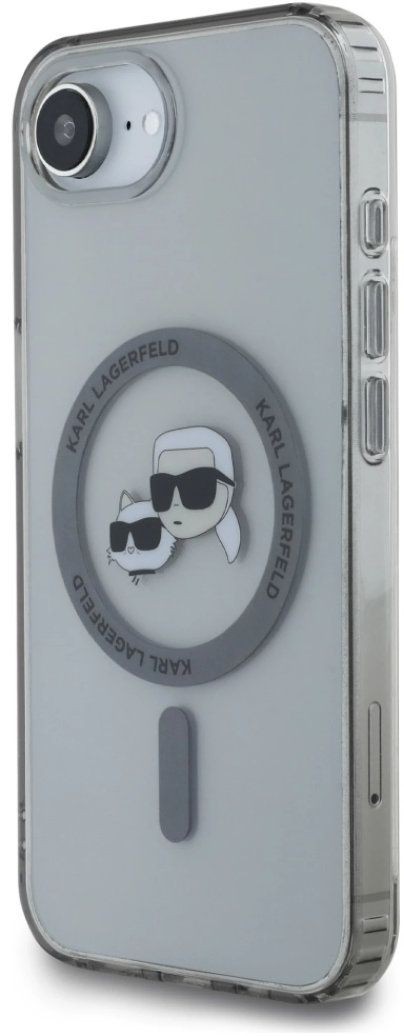 Karl Lagerfeld IML Metal Karl & Choupette Heads MagSafe iPhone 16e Case - Black