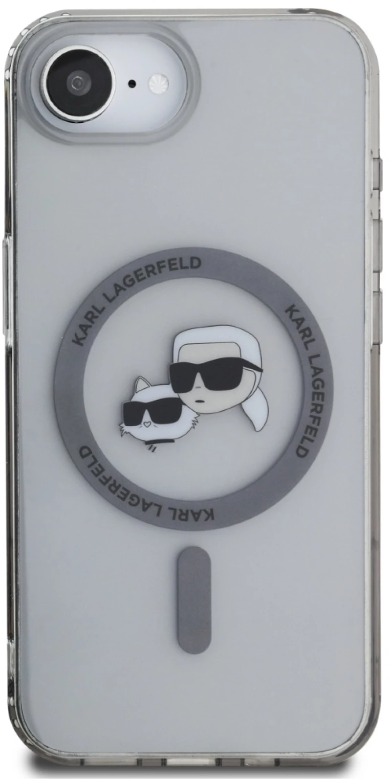 Karl Lagerfeld IML Metal Karl & Choupette Heads MagSafe iPhone 16e Case - Black