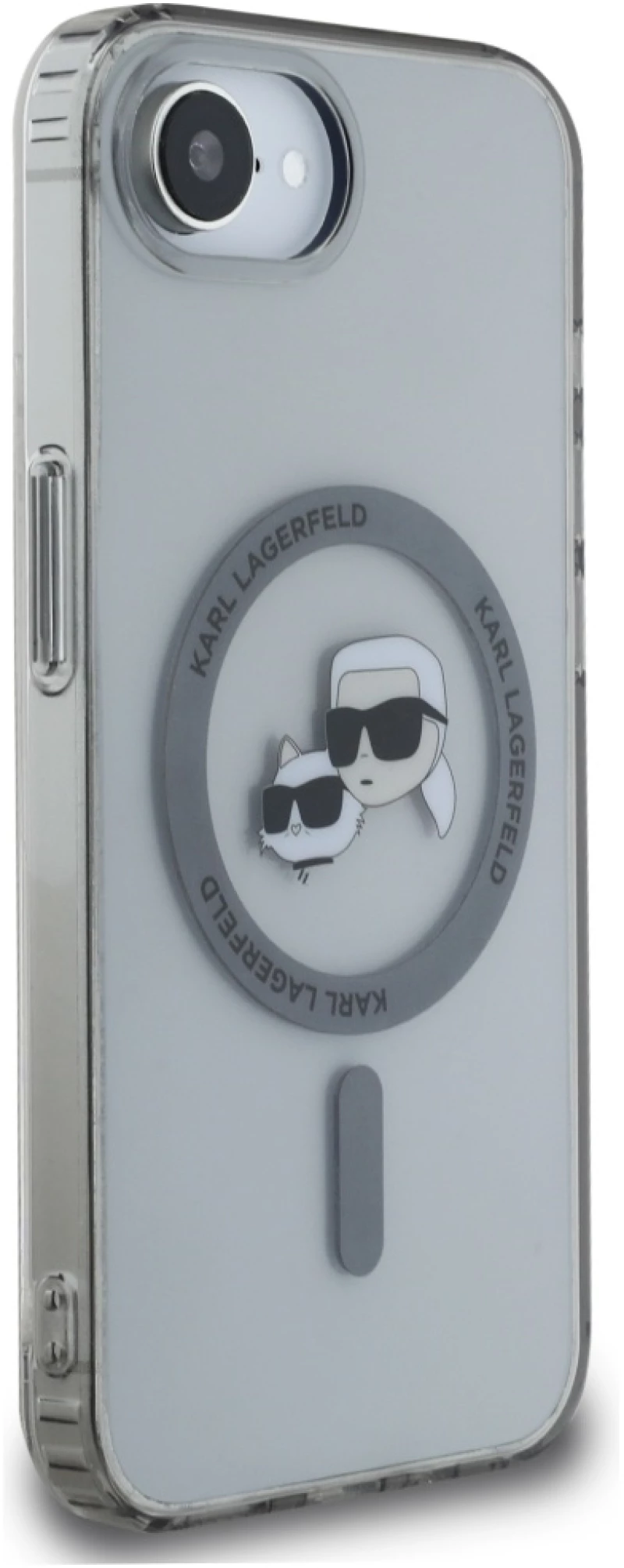 Karl Lagerfeld IML Metal Karl & Choupette Heads MagSafe iPhone 16e Case - Black