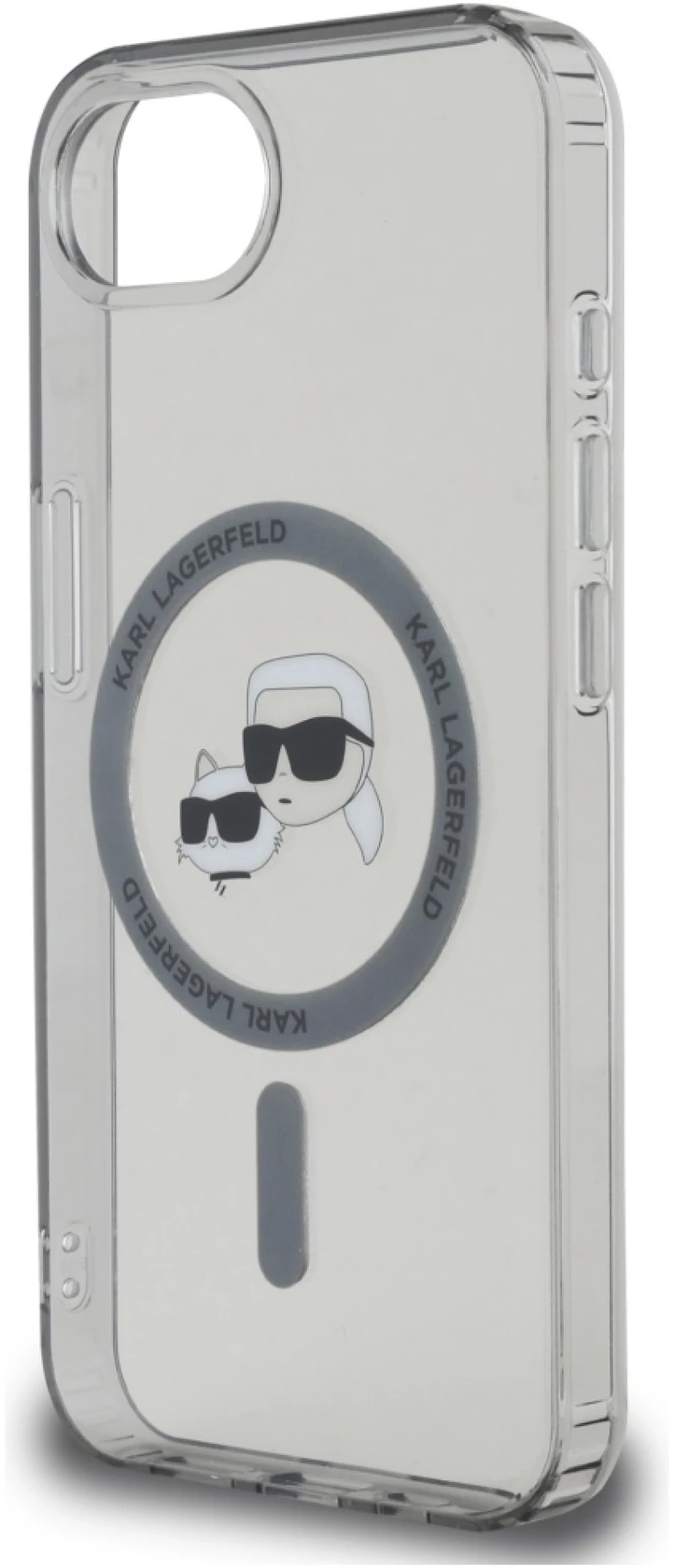 Karl Lagerfeld IML Metal Karl & Choupette Heads MagSafe iPhone 16e Case - Black