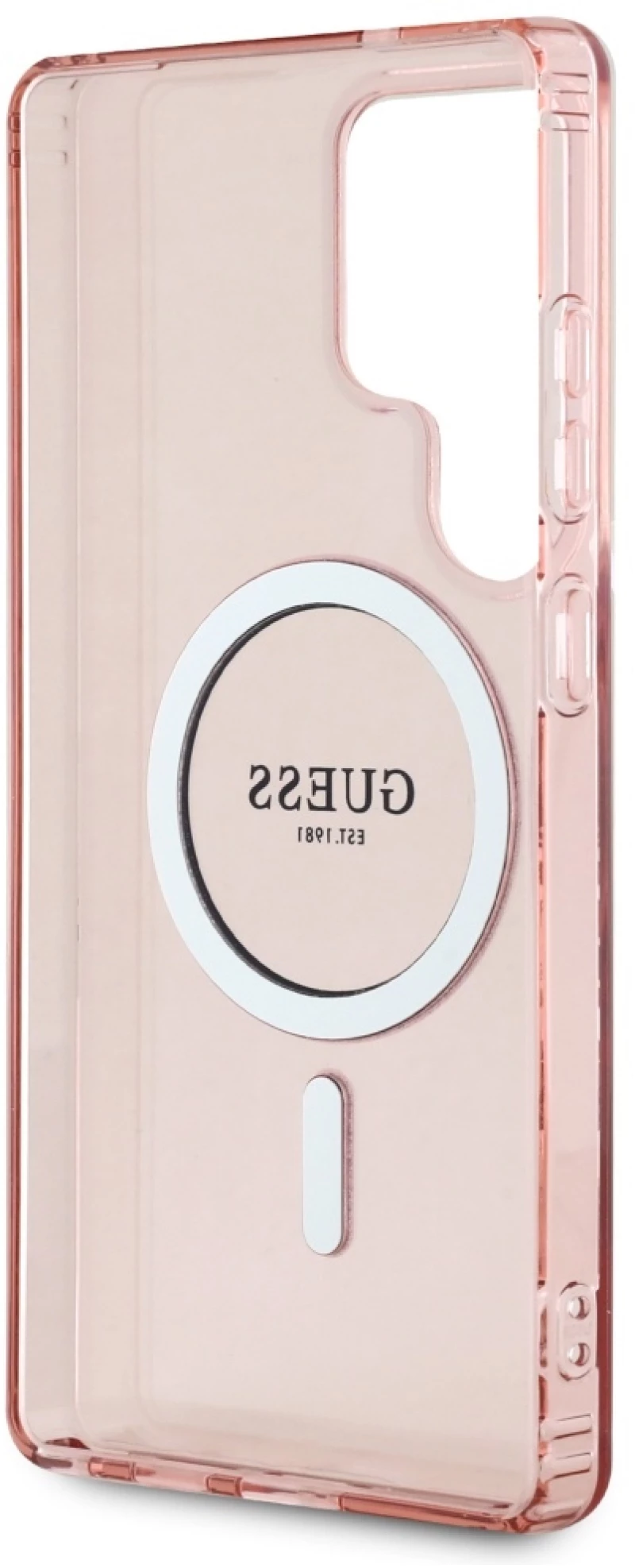 Guess Glitter Circle Classic Logo MagSafe Case for Samsung Galaxy S25 Ultra Pink