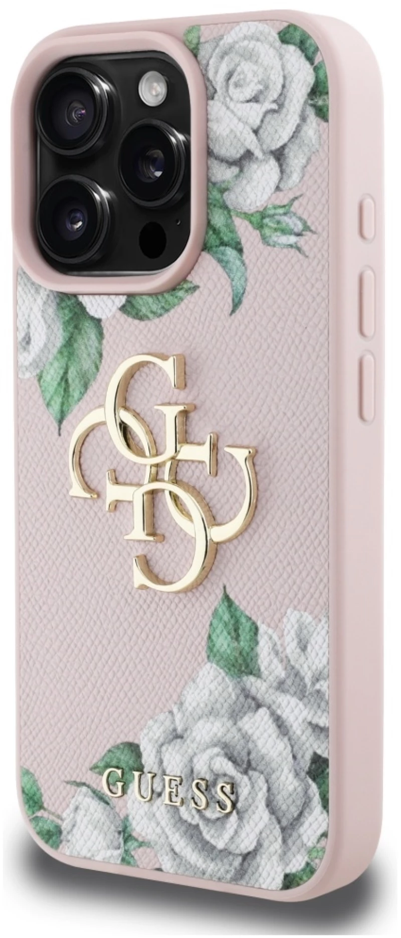Guess Grained Roses Big 4G logo iPhone 16 Pro Max case - pink