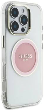 Guess IML Metal Colored Circle Classic Logo MagSafe case for iPhone 16 Pro Max - pink