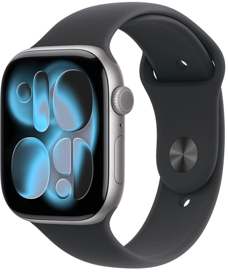 Apple Watch Series 11 GPS + Cellular 46mm Space Grey Aluminium Case with Black Sport Band - S/M