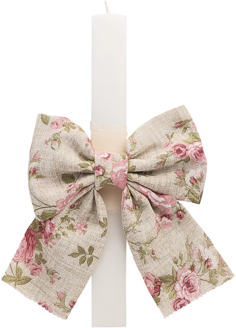 Beauty Home ΛΑΜΠΑΔΑ ΛΕΥΚΗ 33cm ΦΙΟΓΚΟΣ FLORAL VINTAGE