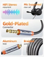 CABLETIME καλώδιο ήχου 3.5mm CT-AM35M, gold plated, 0.5m, μαύρο - 5210131149164