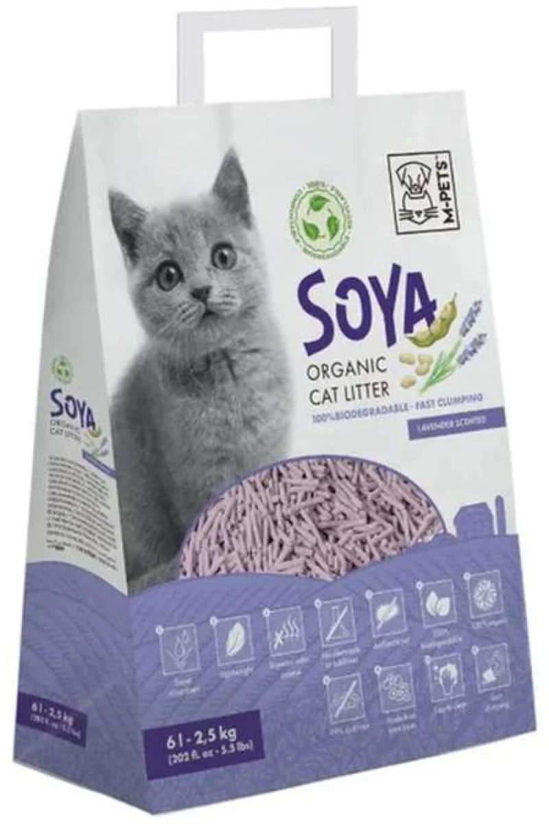 M-Pets Άμμος Γάτας Soya Organic με Άρωμα Λεβάντας 6lt (2.5kg)