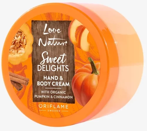 Κρέμα Χεριών & Σώματος με Βιολογική Κολοκύθα & Κανέλα Love Nature Sweet Delights