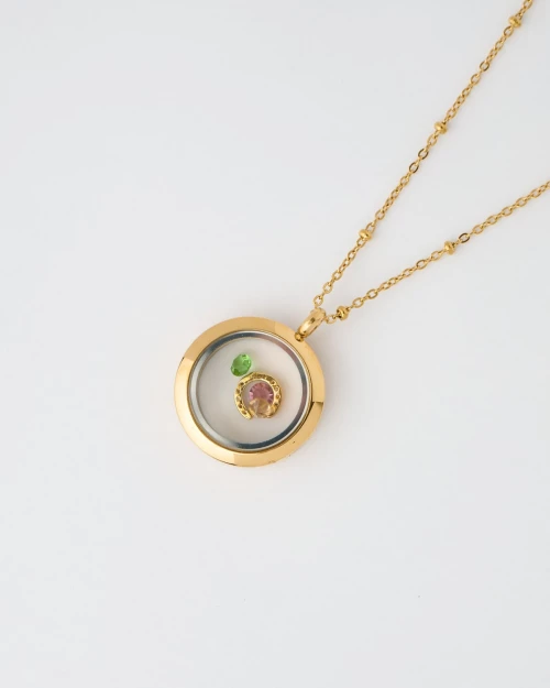 Golden Horseshoe Memory Locket Necklace