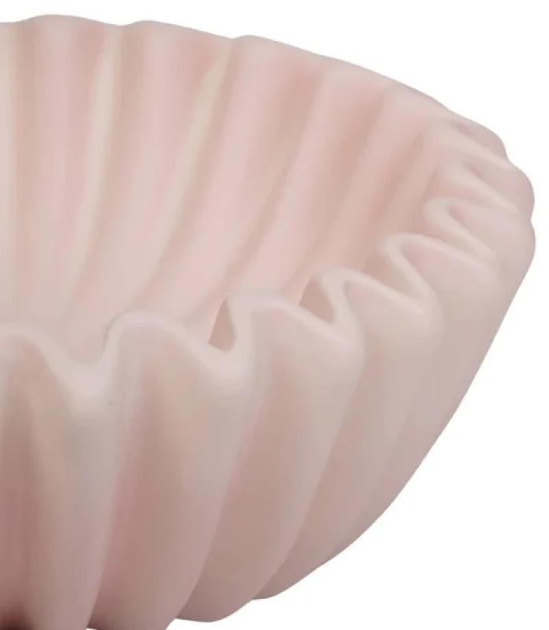 Beauty Home Μπολ κεραμικό Πλισέ – Ανοιχτό Ροζ 29,5×29,5x9cm