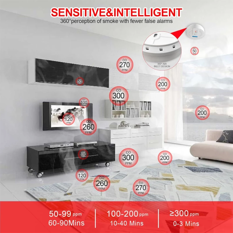 Ανιχνευτής Καπνού - Carbon Monoxide Smoke Detector ‎‎WJ-CO605 ( Κωδ.1-PER0056 )
