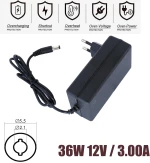 Τροφοδοτικό Ρεύματος 12V 3A 36W DC Plug 5.5mm*2.1mm – Ιδανικό για LED Strips, Controllers, CCTV ( Κωδ.60271 )