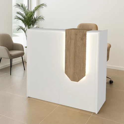 513701 ΓΡΑΦΕΙΟ ΥΠΟΔΟΧΗΣ - RECEPTION NAVITA MEGAPAP ΜΕ LED ΧΡΩΜΑ ΛΕΥΚΟ - SEPET OAK 113,6X42X111,8ΕΚ.