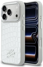 Karl Lagerfeld Croco Kl Script Logo Magsafe για iPhone 17 Pro Max - Ασημί
