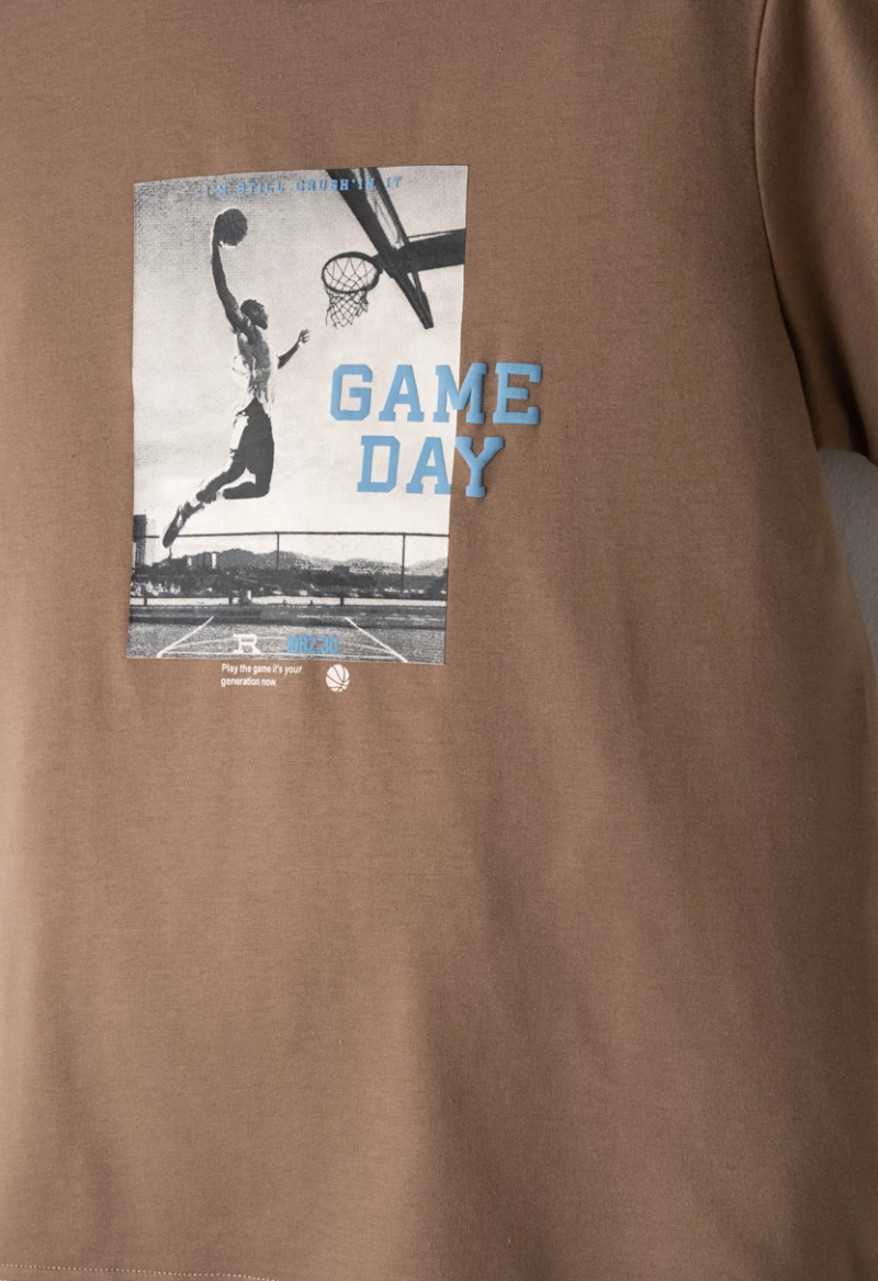 Ηashtag Σετ Βερμούδα Με Μπλουζάκι Game Day, Καφέ