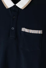 Μπλούζα πόλο κοντομάνικη "Stripes" μπλε