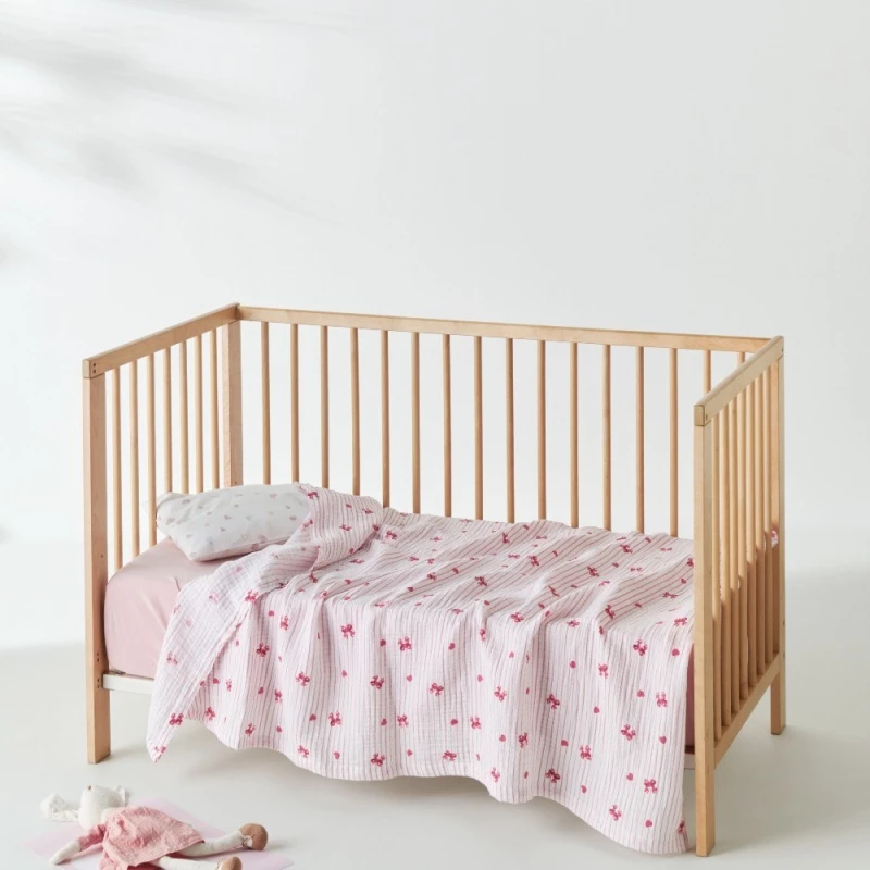 Κουβέρτα Βρεφική Muslin Sassy A Pink-White Kentia Αγκαλιάς 70x100cm 100% Βαμβάκι